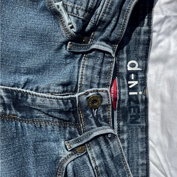 Blue Worn In Modern Bootcut Jeans With Embroidered Pockets - Picture 7 of 8